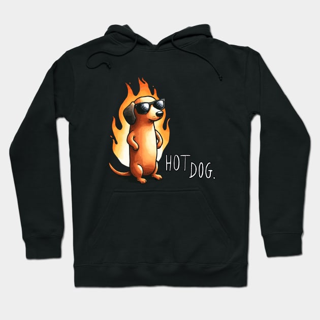 Hot Dog Dachshound (Back Print) Hoodie by DoodleDashDesigns